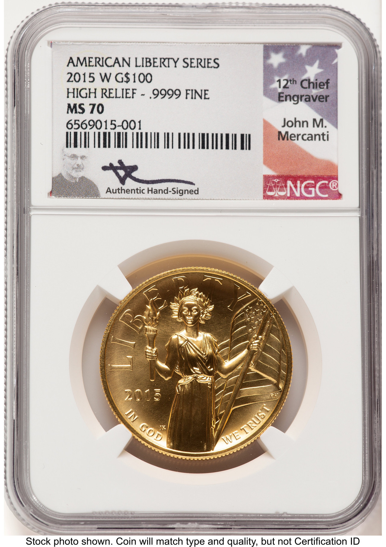 2015-W G$100 American Liberty High Relief John NGC MS70 Mercanti