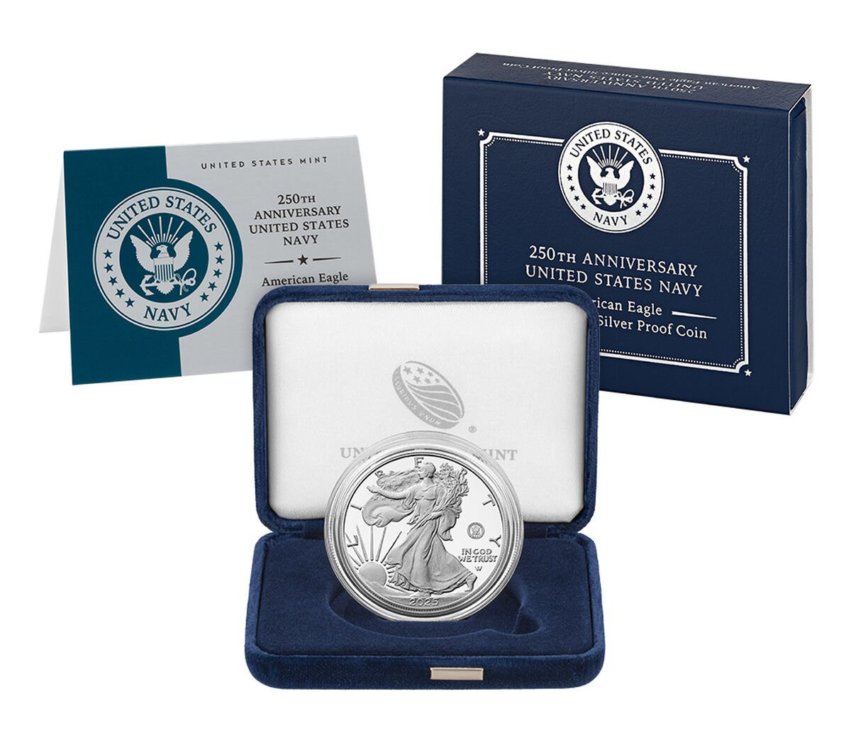 2025-S Silver Eagle 250th Anniversary U.S. Navy Privy Box & COA
