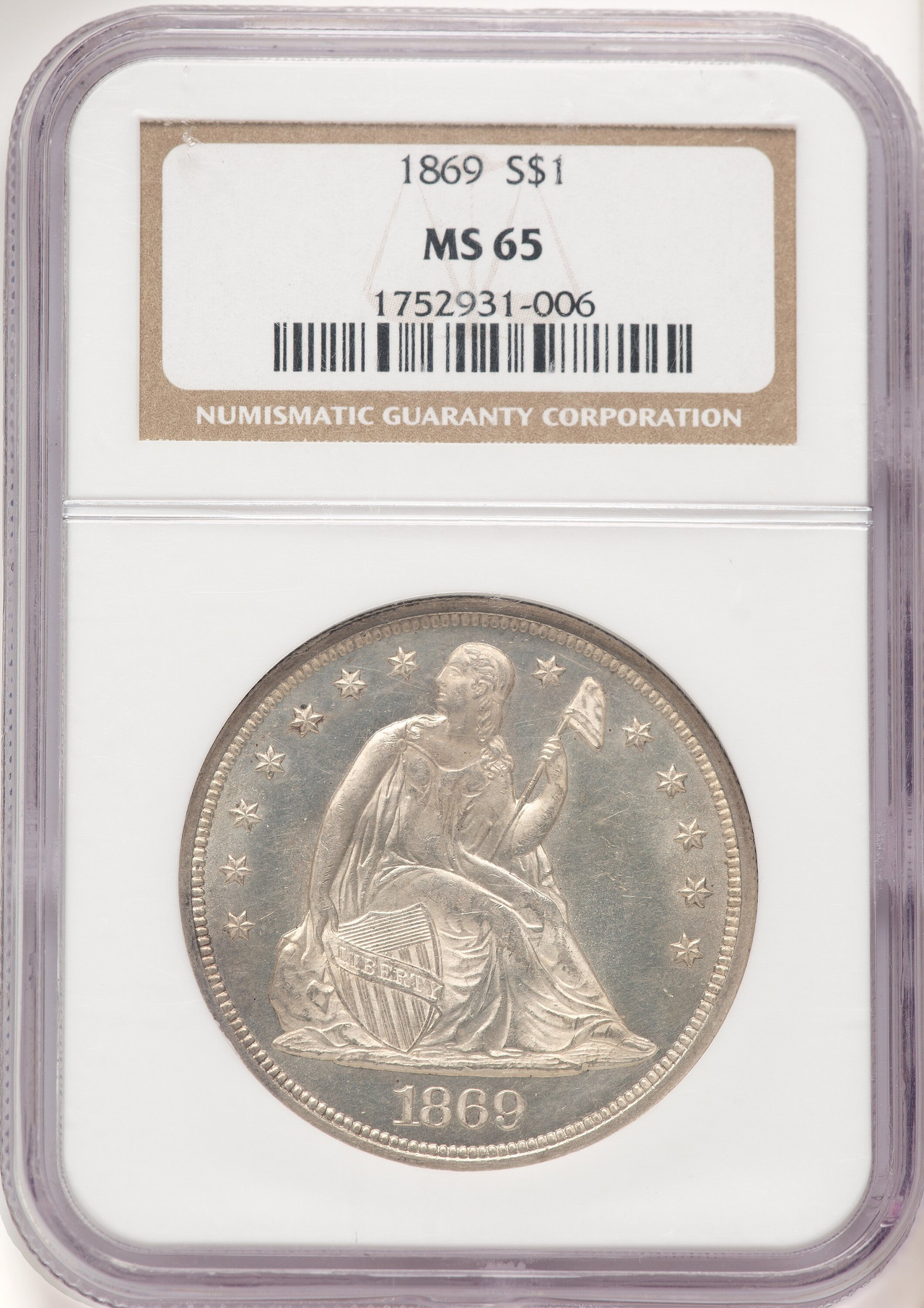 1869 Seated Dollar NGC MS65 - LCR Coin