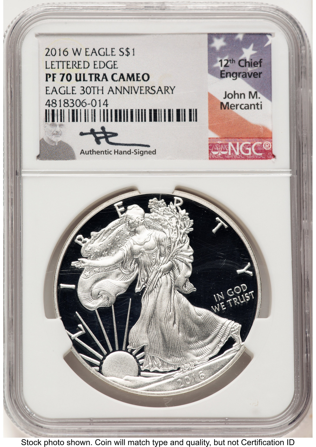 2016-W Proof Silver Eagle 1 oz John NGC PF70 Mercanti - LCR Coin