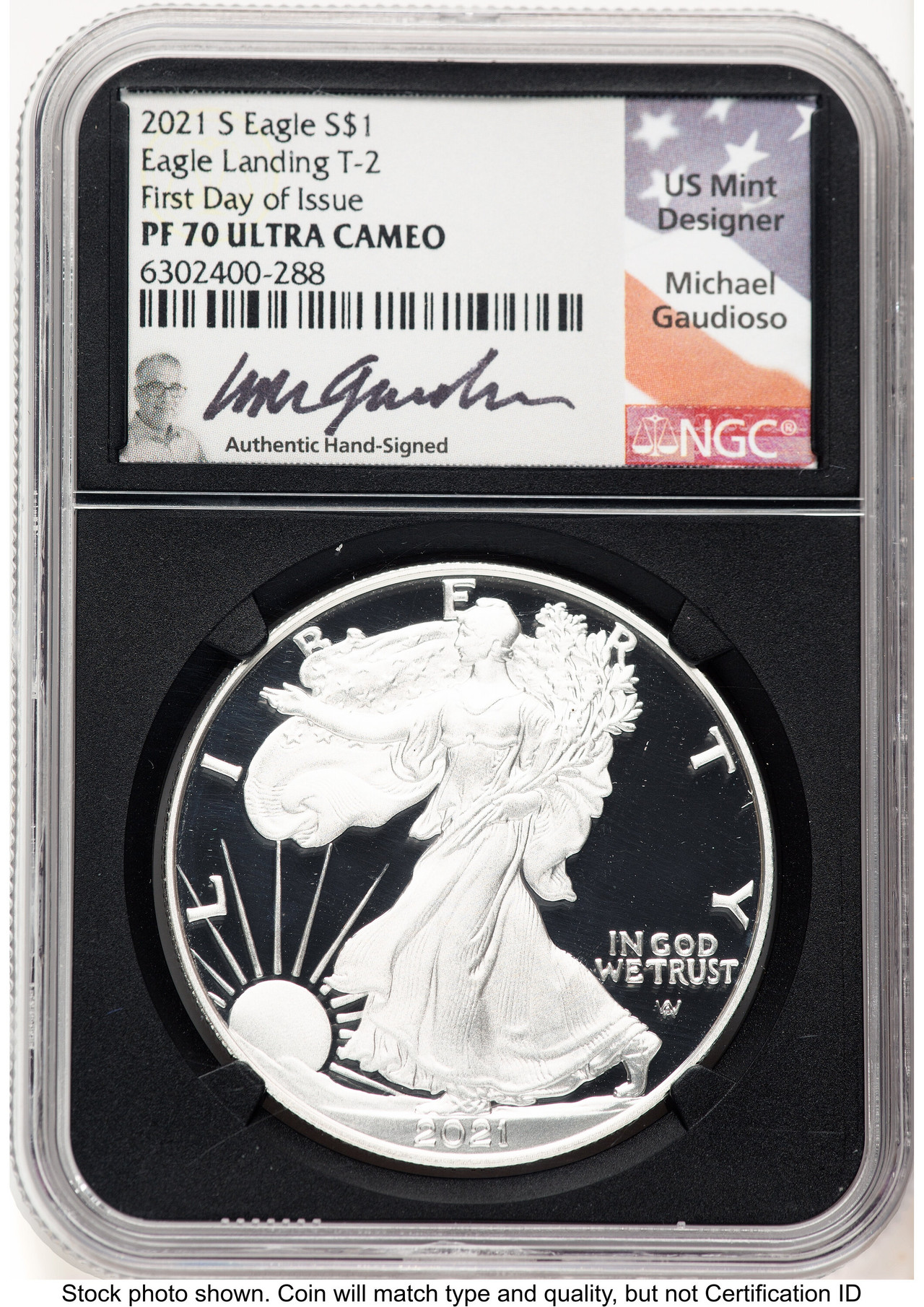2021-S TY2 Proof Silver Eagle FDI NGC PF70 Gaudioso | LCR Coin