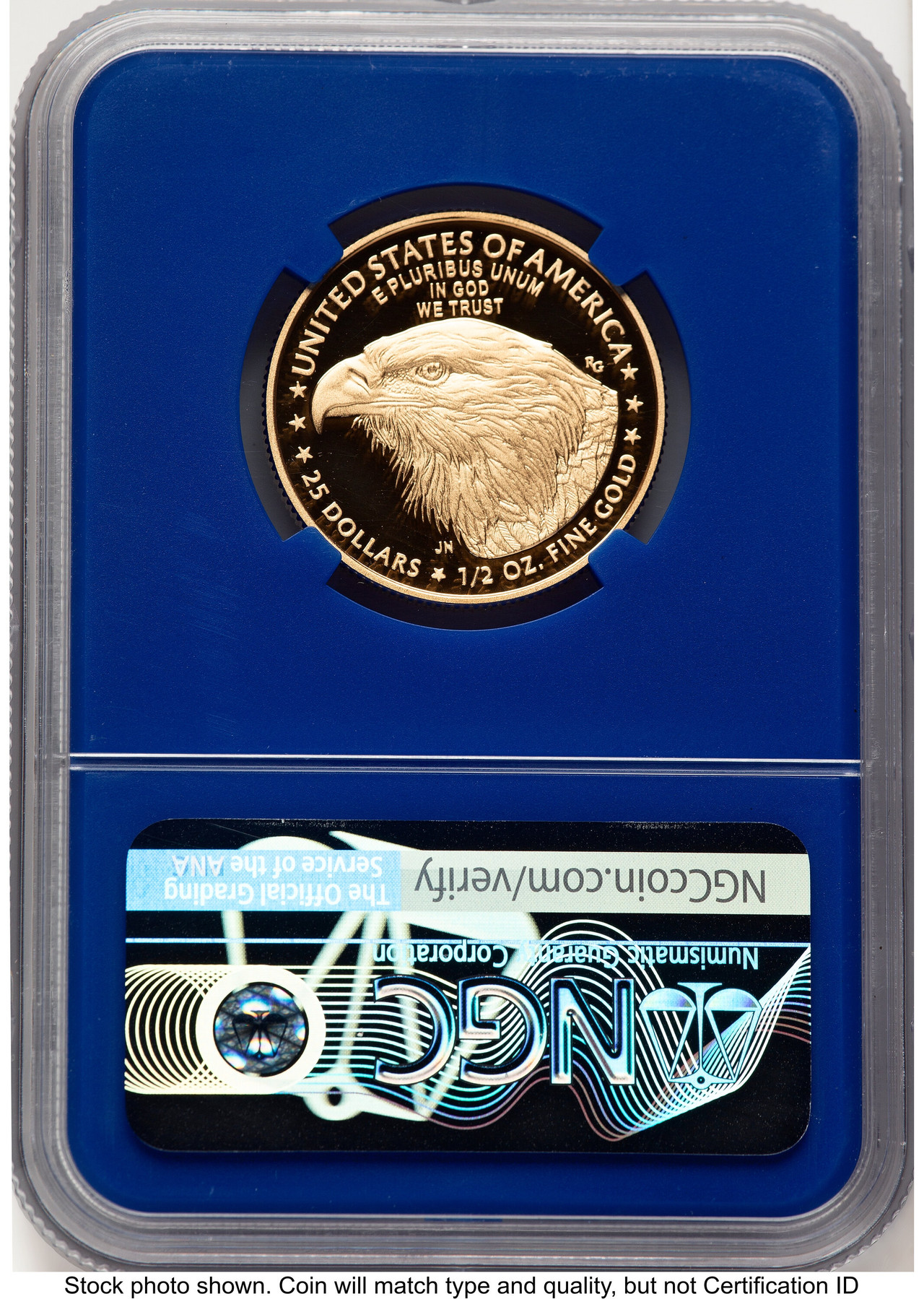2022-W Proof Gold Eagle 1/2 oz FDR Jennie Blue Core NGC PF70