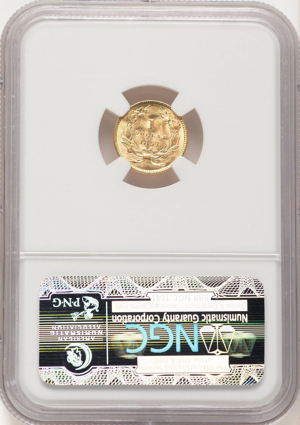 1857 G$1 Gold Dollar NGC MS64 (507658011) - LCR Coin