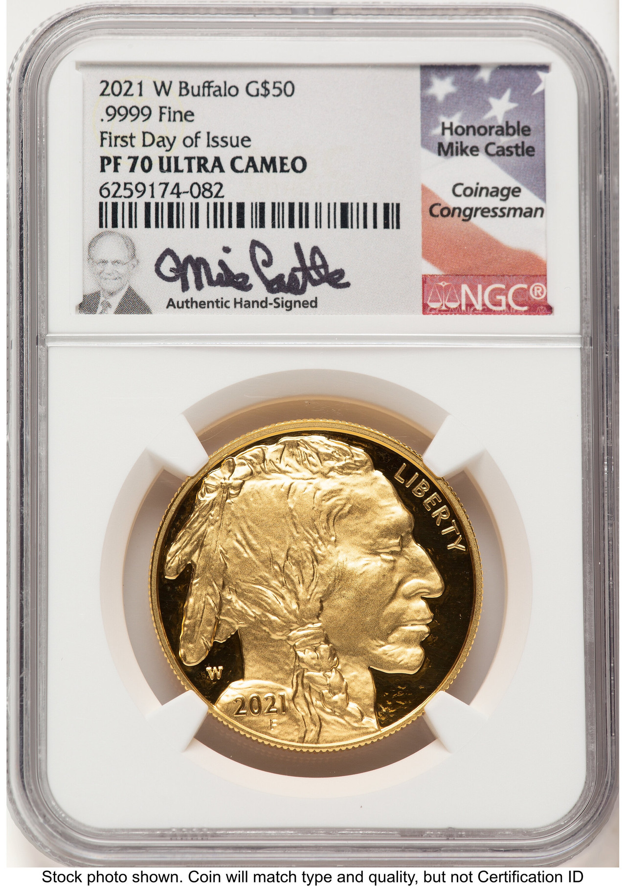 2021-W Proof Gold Buffalo 1 oz FDI Mike Castle NGC PF70 (785337011