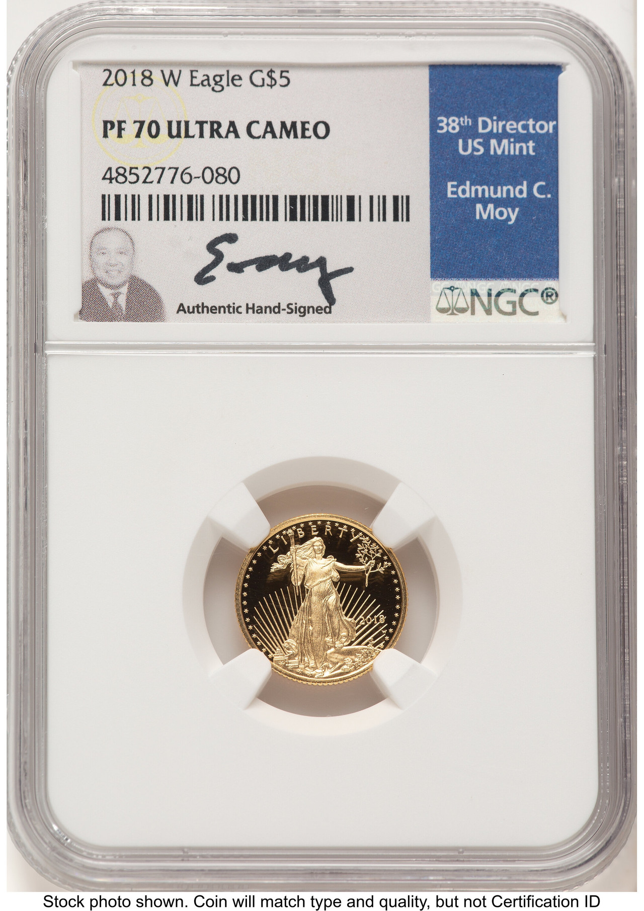 2018-W Proof Gold Eagle 1/10 oz NGC PF70 Ed Moy - LCR Coin