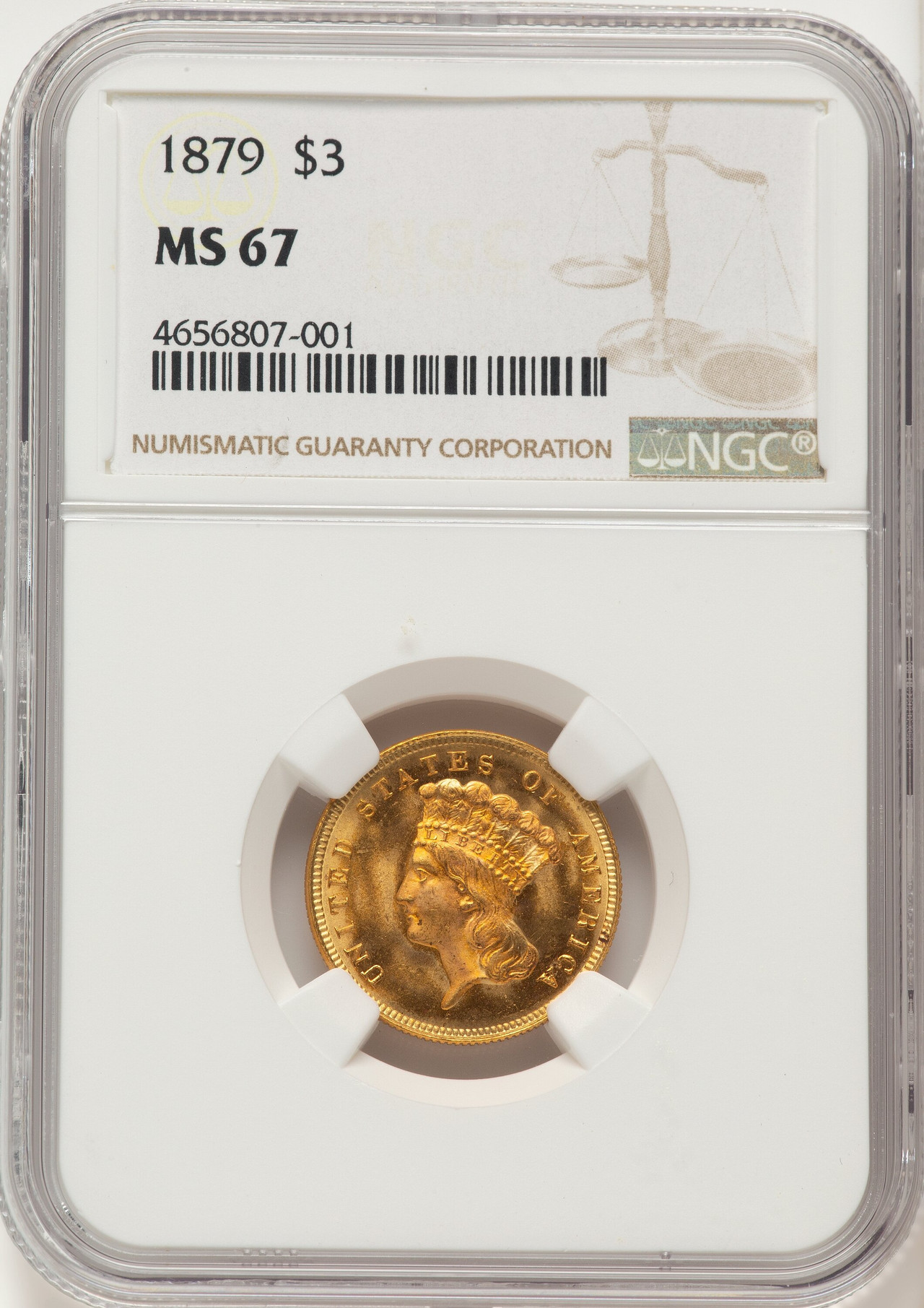 グレイトフルベン 金　3枚 1879 $3 Brown Label Three Dollar Gold Pieces NGC MS67 - LCR Coin