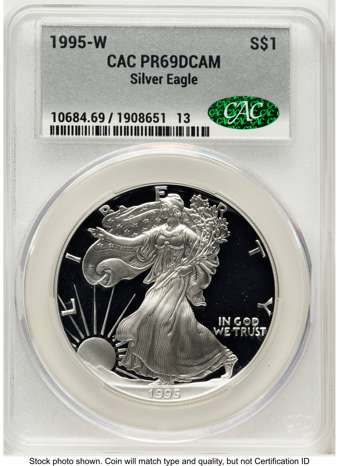 1995-W Proof Silver Eagle 1 oz Silver Label CACG PR69 - LCR Coin