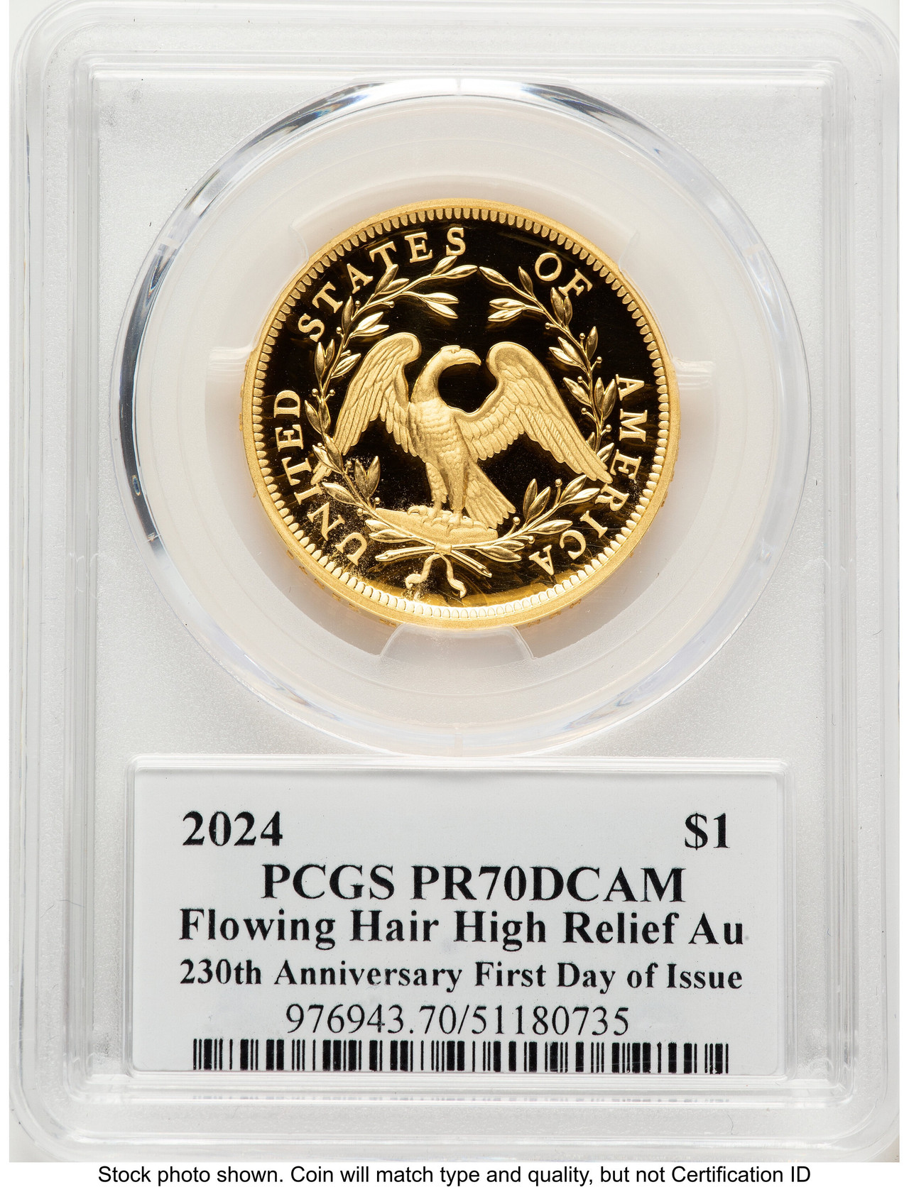 2024-(W) Gold 230th Anniversary Flowing Hair Medal FDI John PCGS