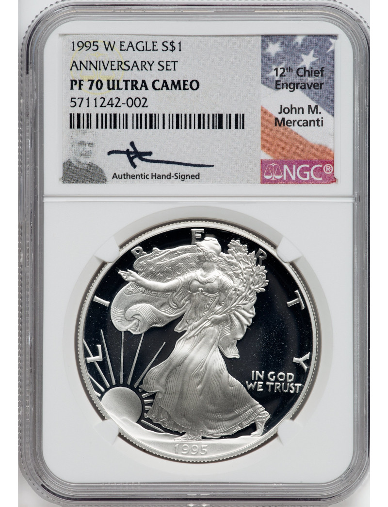1995-W American Silver Eagle NGC PF70 Ultra Cameo John Mercanti