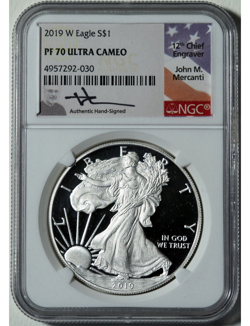 2019-W Silver Eagle NGC PF70 Ultra Cameo Mercanti | LCR Coin