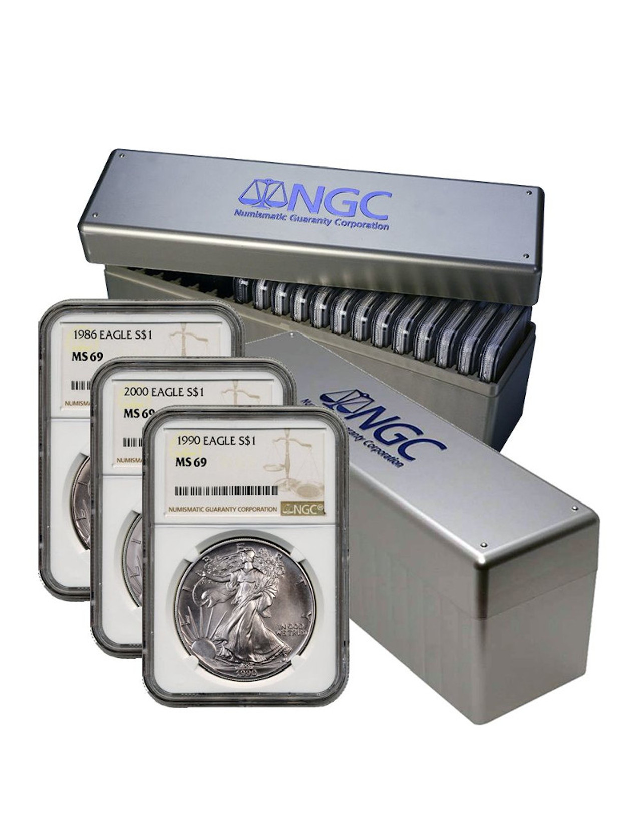 19862021 T1 Heraldic American Silver Eagle 36pc Set NGC MS69 (2 New