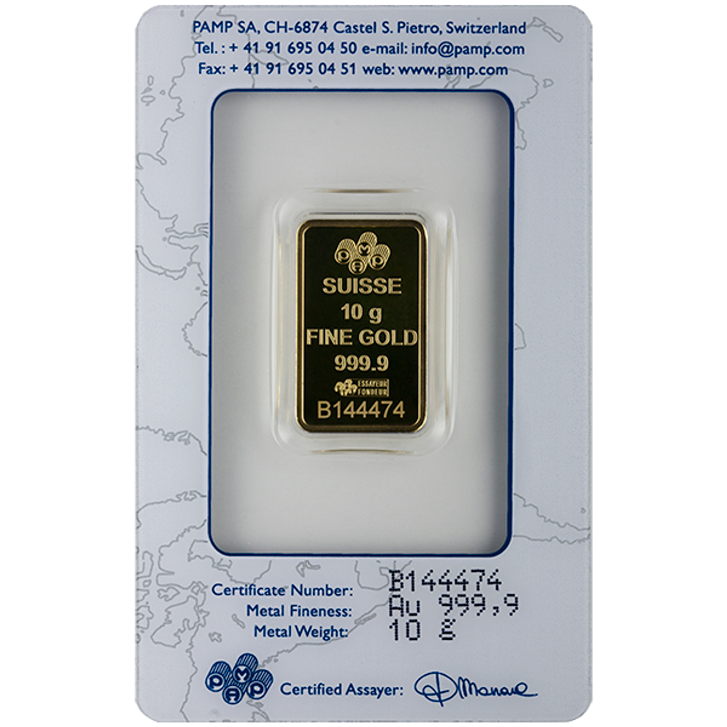 10 Gram Pamp Suisse Lady Fortuna Veriscan® Gold Bar w/ Assay. Second Image