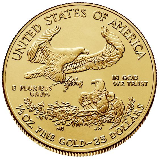 Half Ounce American Gold Eagle Coin BU (Random Year). Second image.
