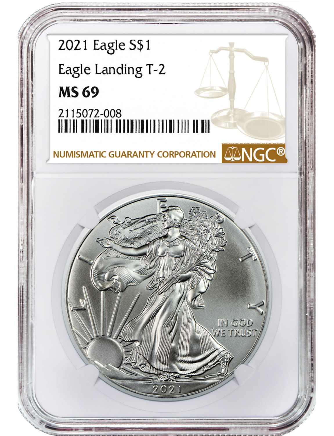 2021 Type 2 American Silver Eagle NGC MS69