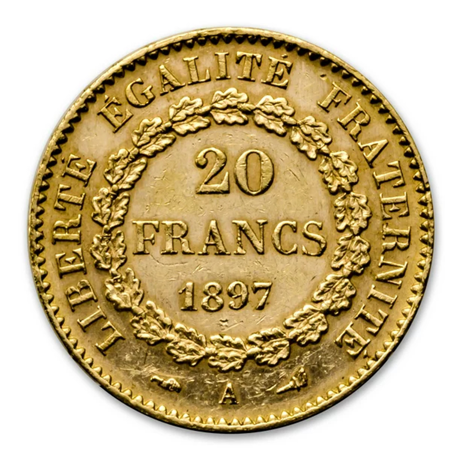 French Gold 20 Franc Lucky Angel 1871-1898 XF-AU | LCR Coin