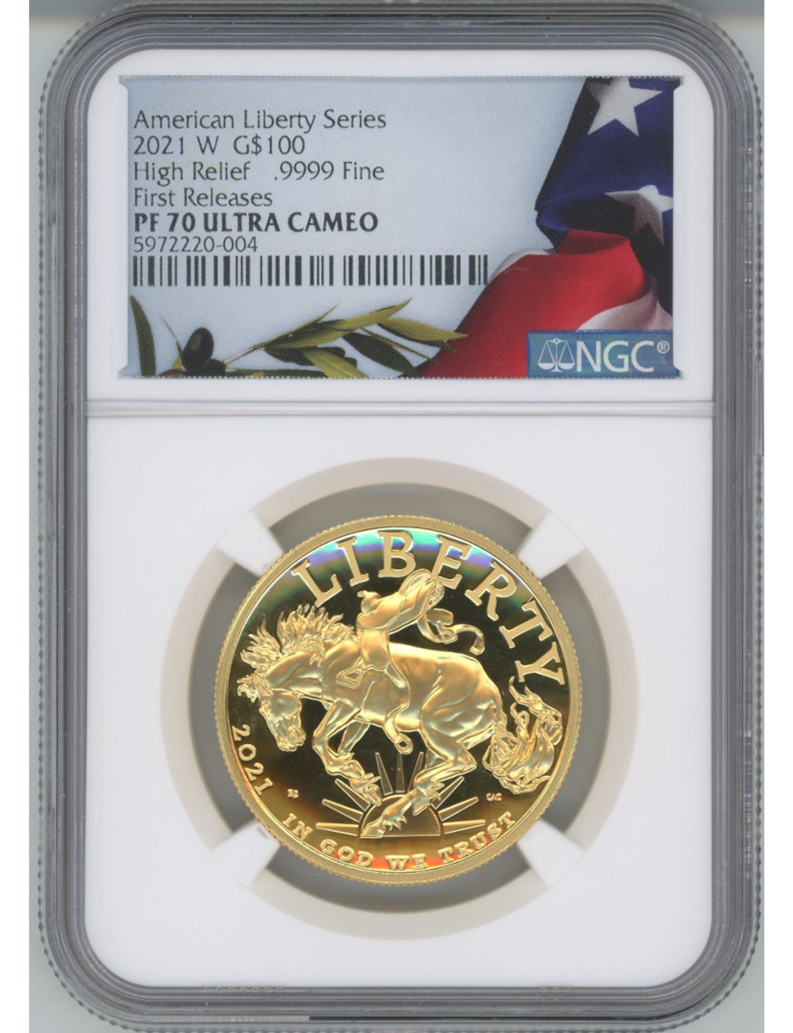 2021 W $100 American Liberty Series High Relief .9999 Fine Early