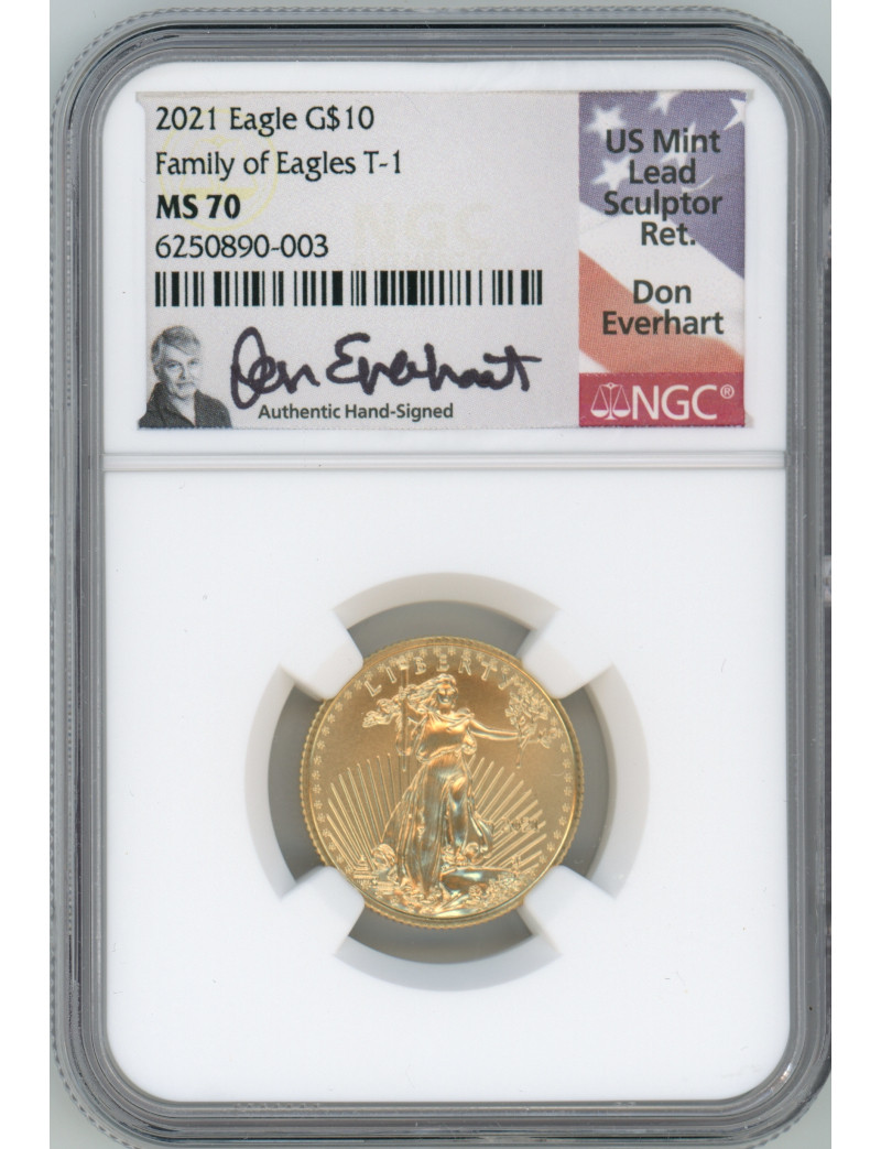 2021 $10 T-1 Gold Eagle NGC MS70 Don Everhart Signed | LCR Coin