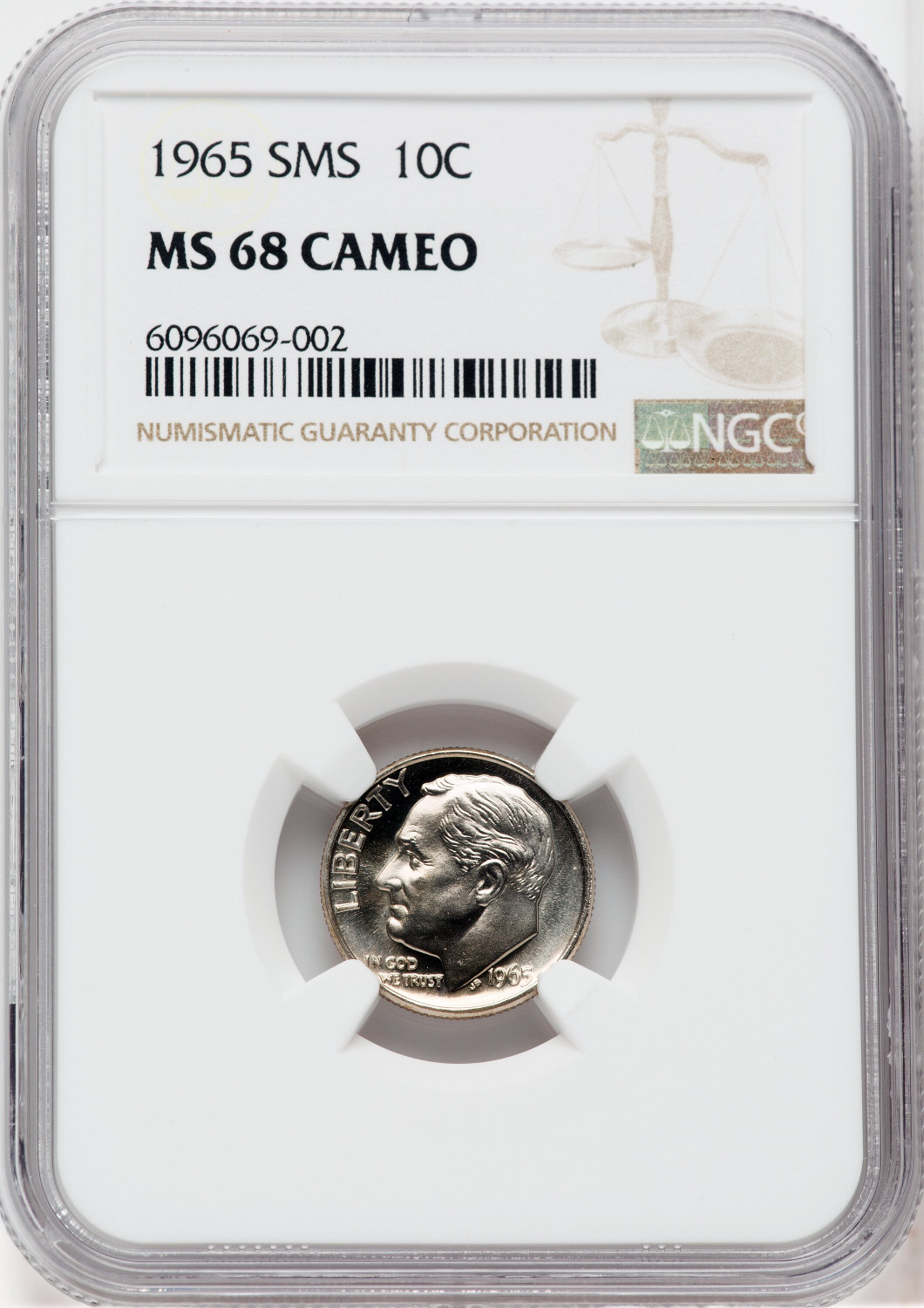 1965 10C SMS CA SMS Roosevelt Dime NGC MS68 - LCR Coin