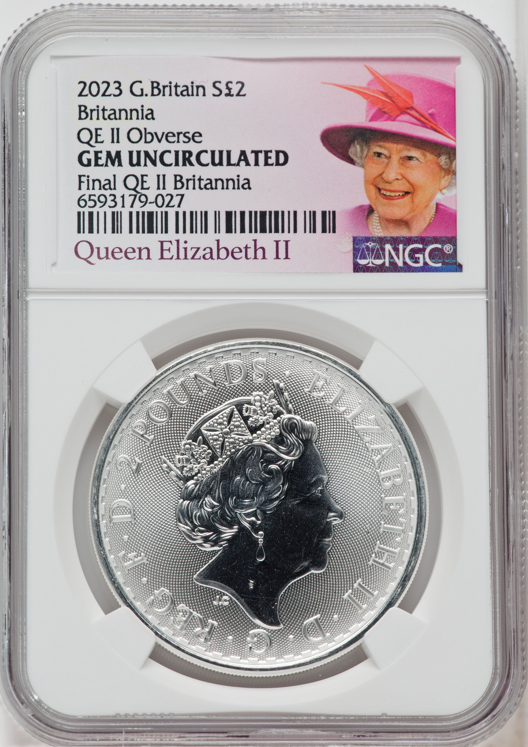 2023 Silver Britannia 1 oz G.Britain 2P Final QEII Queen Elizabeth