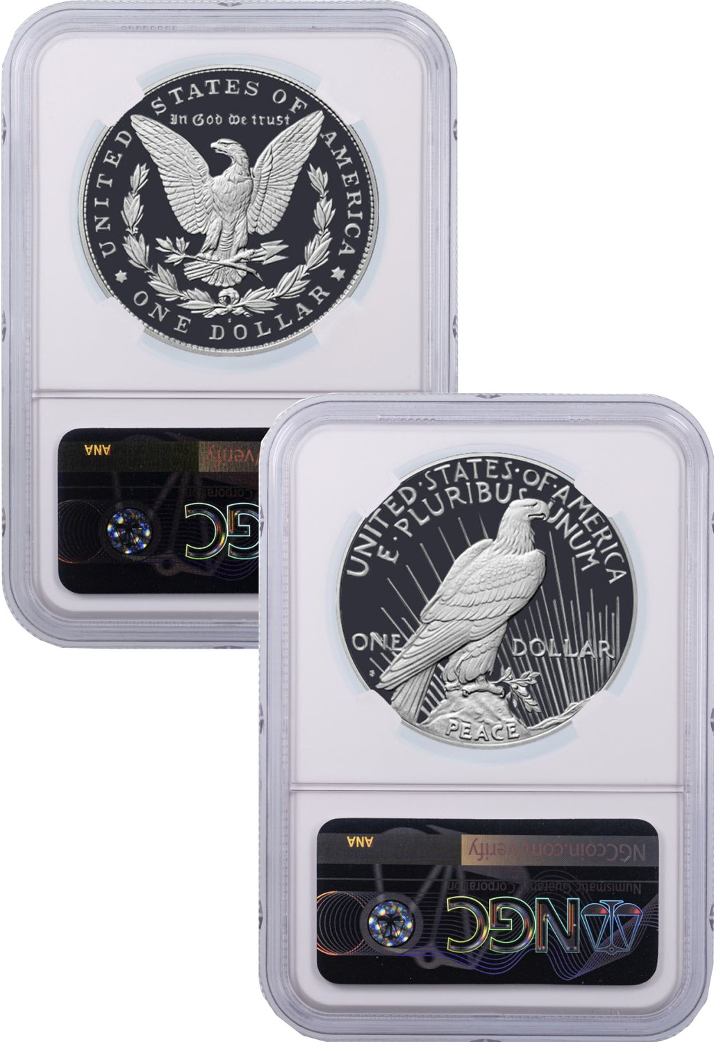 2023-S Morgan and Peace Silver Dollar 2pc Set FDI NGC PF70 | LCR Coin