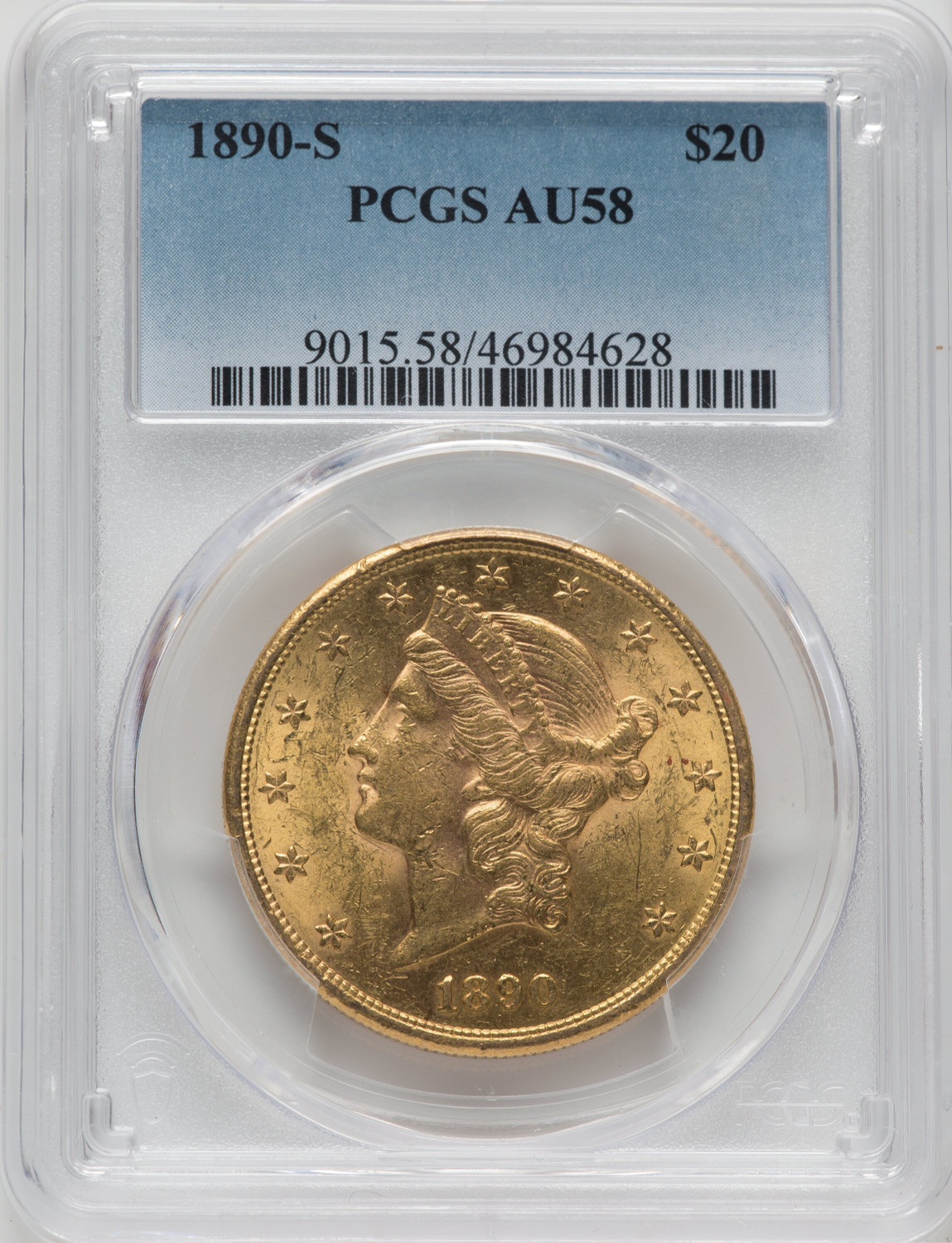 1890-S $20 Liberty Double Eagle PCGS AU58 - LCR Coin