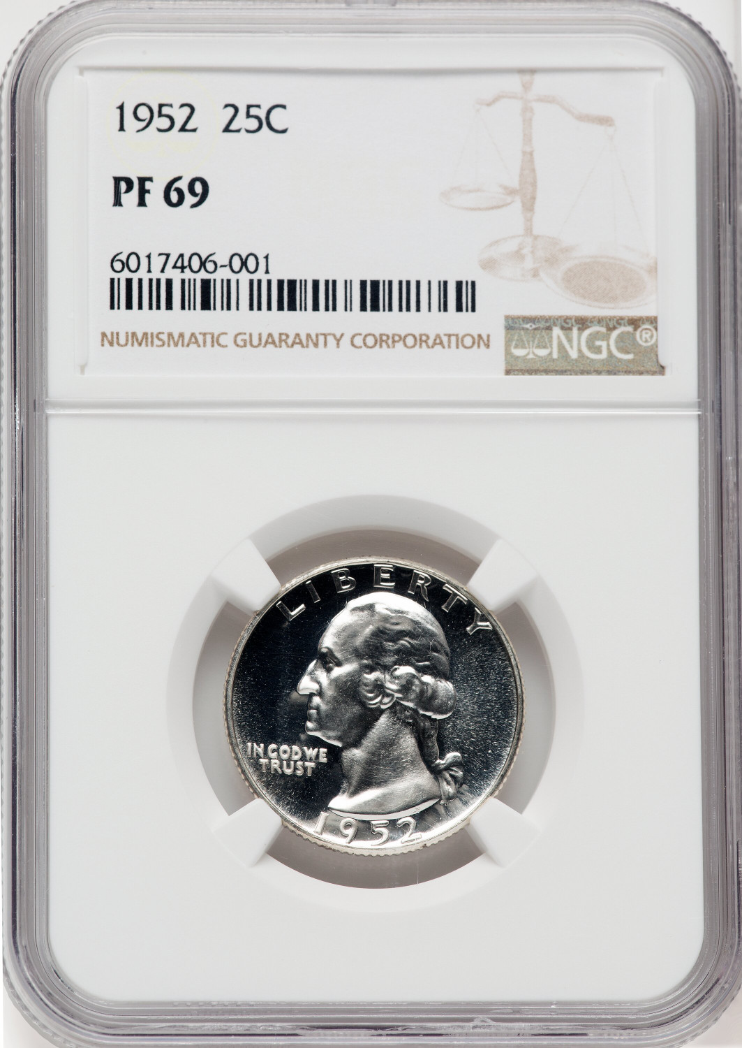 1952 25C Proof Washington Quarter NGC PR69 - LCR Coin