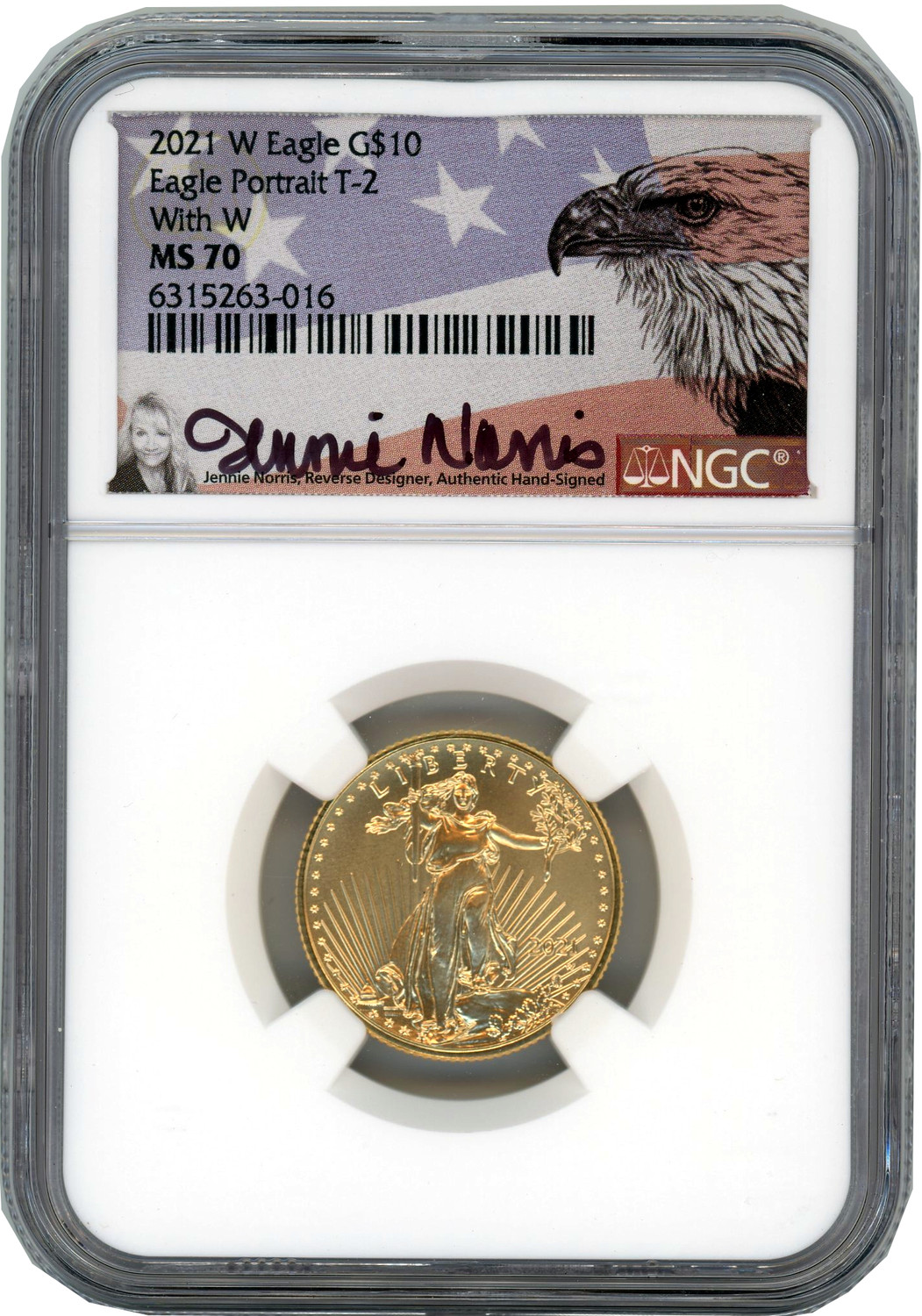 2021-W $10 Gold American Eagle T-2 With W NGC MS70 | LCR Coin