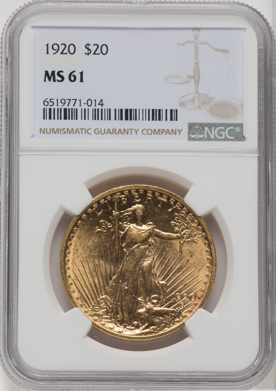 1920 $20 Saint-Gaudens Double Eagle NGC MS61 - LCR Coin