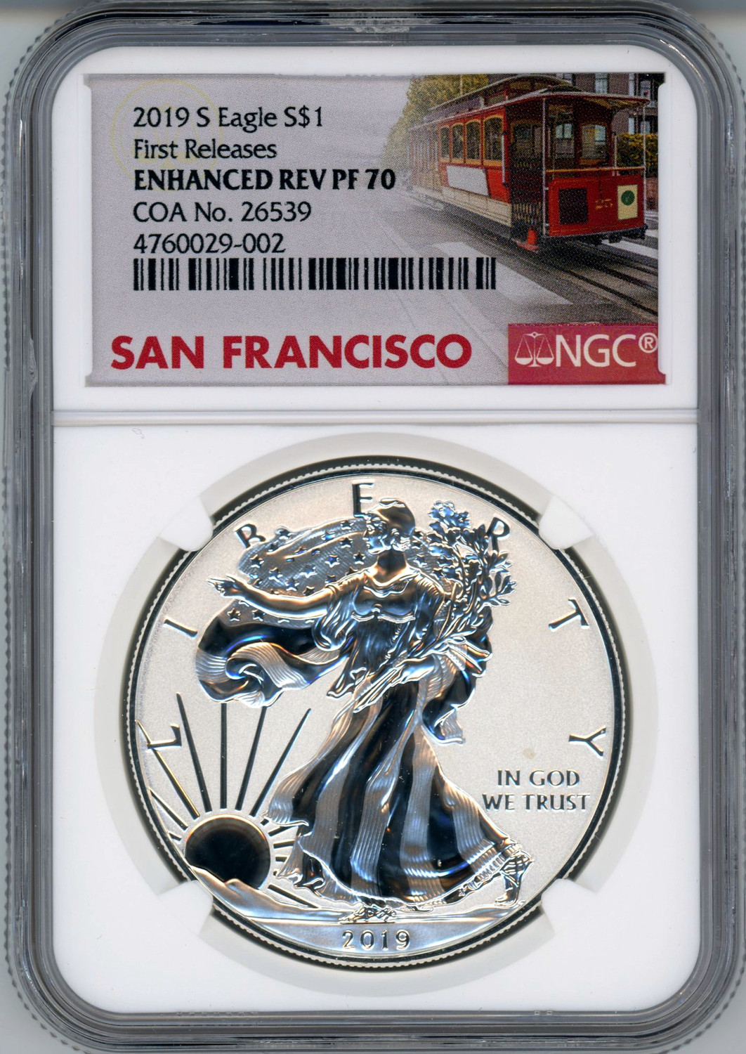 2019-S Enhanced Reverse Proof Silver Eagle First Releases NGC PF70