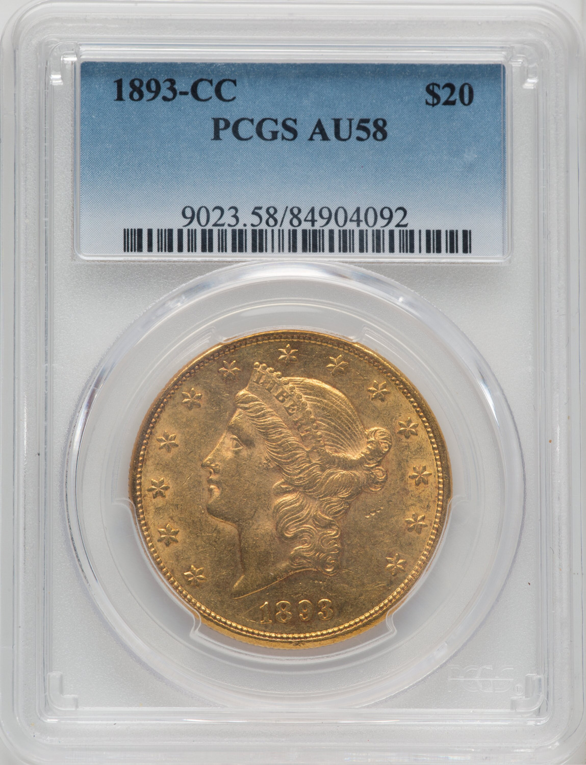 1893-CC $20 Liberty Double Eagle PCGS AU58 - LCR Coin