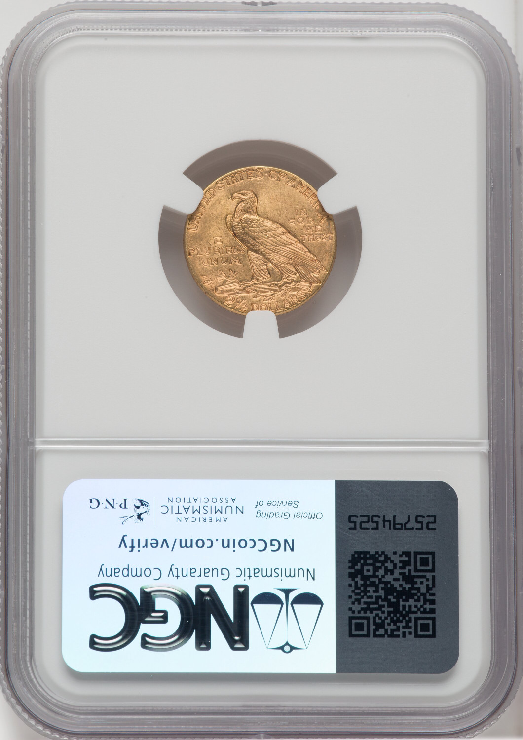 1914 $2.50 Indian Quarter Eagle NGC MS64+. Second Image