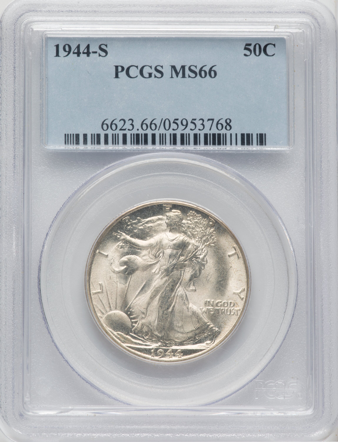 1944-S 50C Walking Liberty Half Dollar PCGS MS66 - LCR Coin