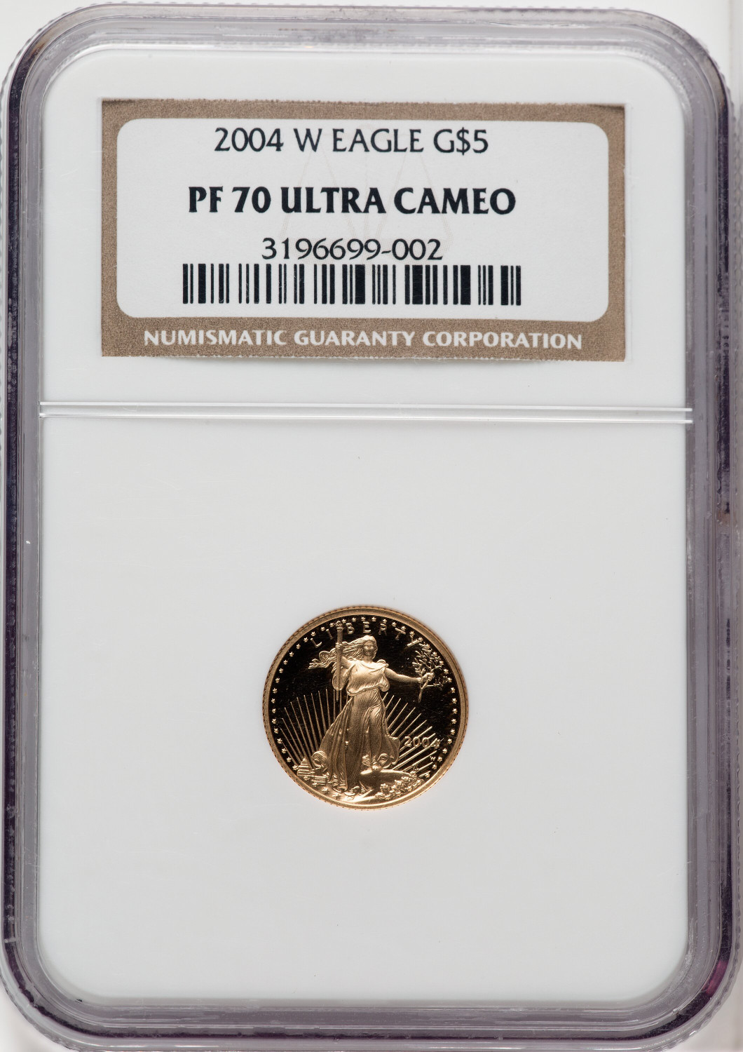 2004 W $5 Tenth oz Gold American Eagle Brown Label NGC PF70 - LCR Coin