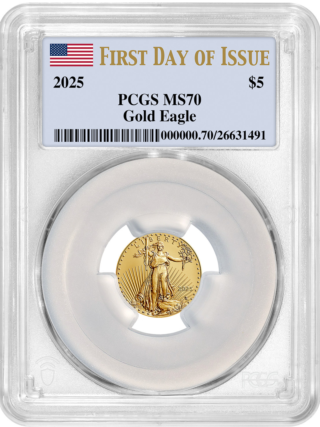 2025 $5 American Gold Eagle 1/10 oz PCGS MS70 | LCR Coin