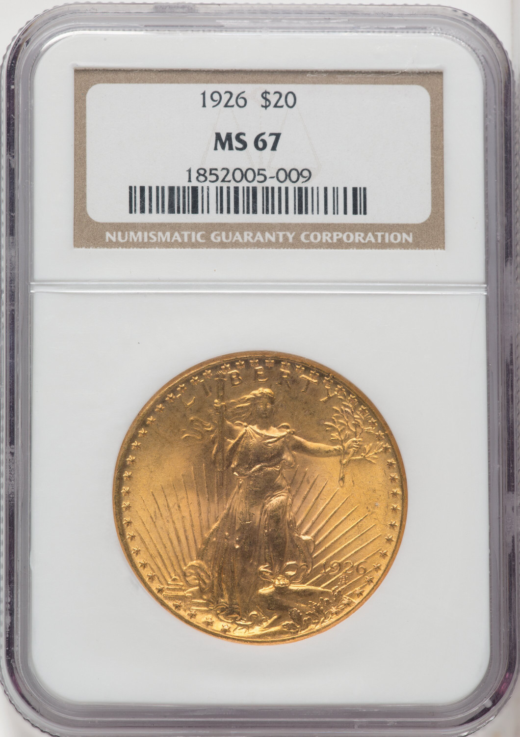 1926 $20 Saint-Gaudens Double Eagle NGC MS67 - LCR Coin