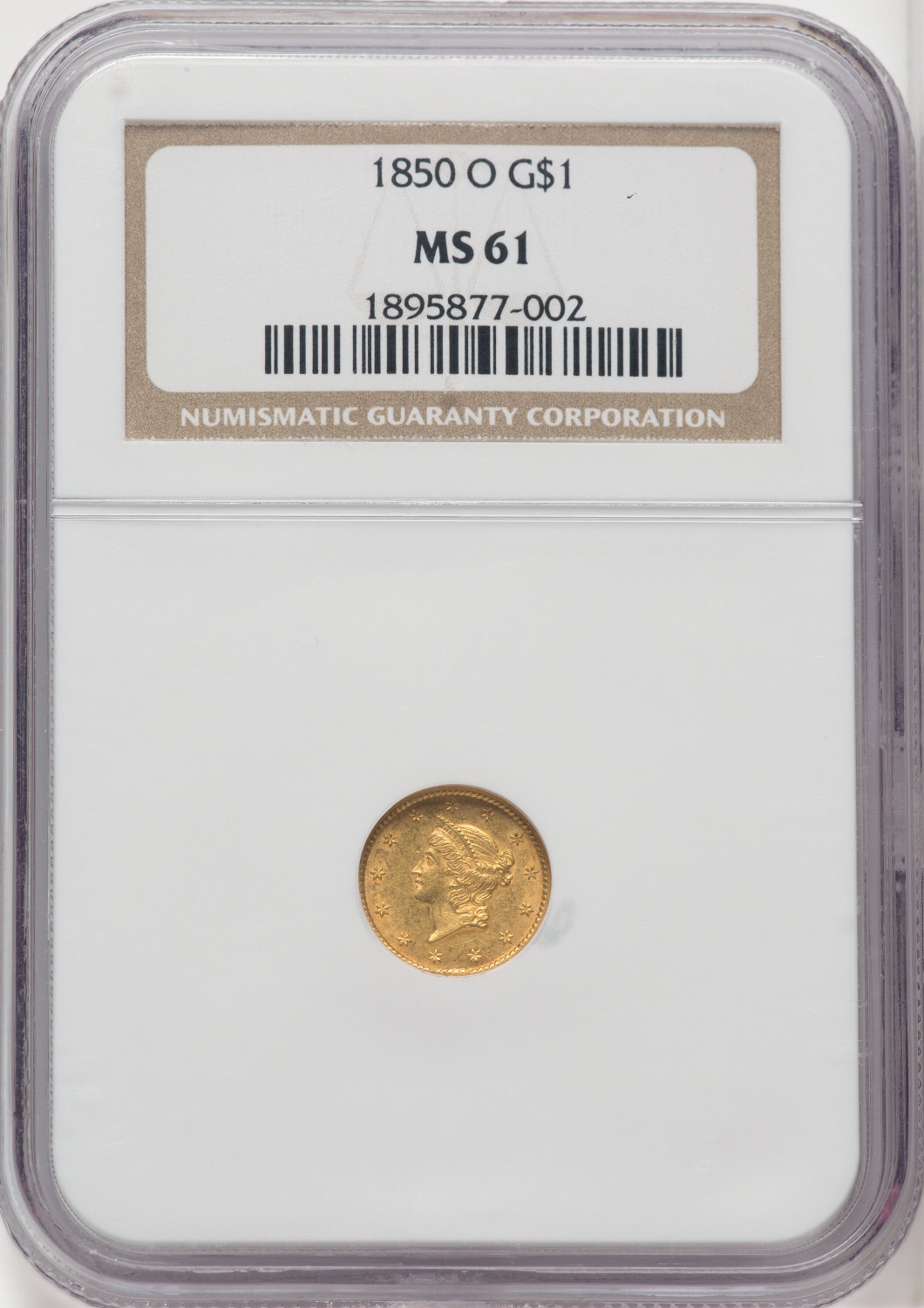 1850-O G$1 Gold Dollar NGC MS61 - LCR Coin