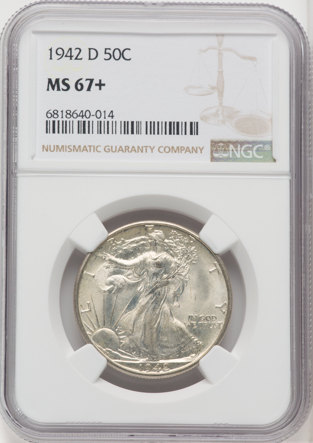 1942-D 50C Walking Liberty Half Dollar NGC MS67+ - LCR Coin