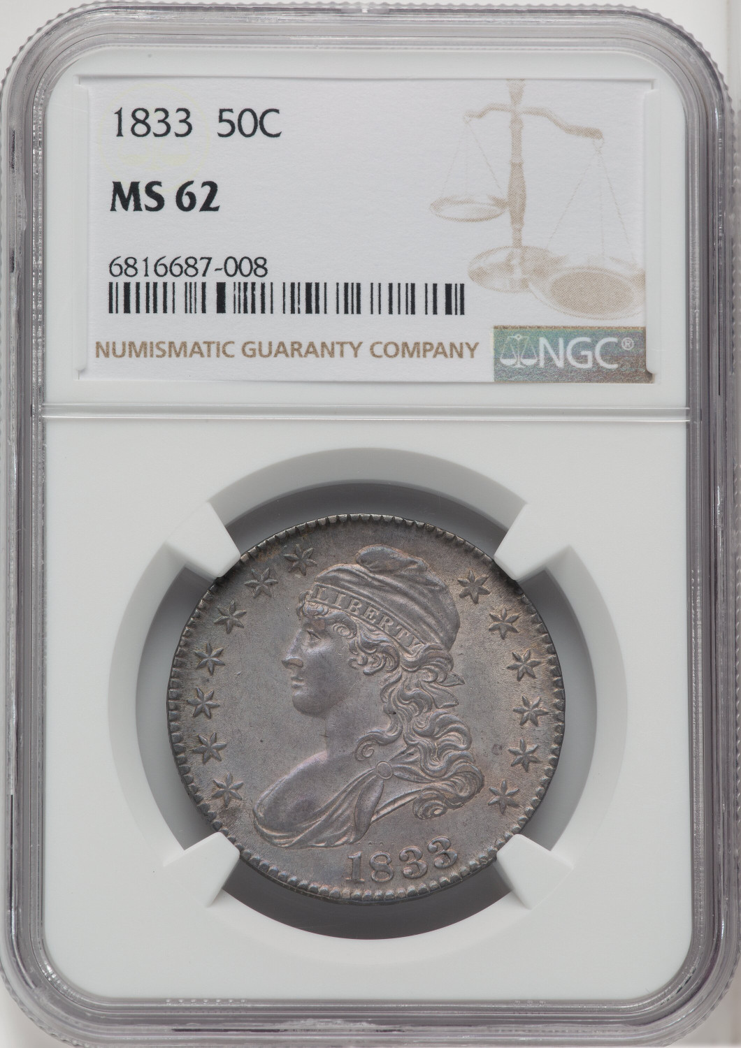 1833 50C Bust Half Dollar NGC MS62 - LCR Coin