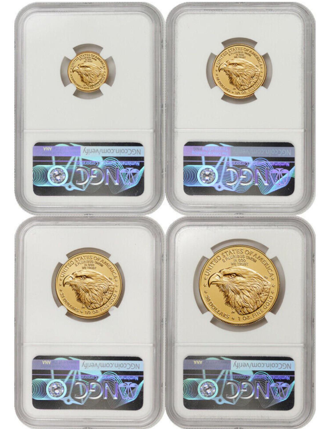 2024 Gold Eagle 4-Coin Set First Day of Issue NGC MS70 Harrigal