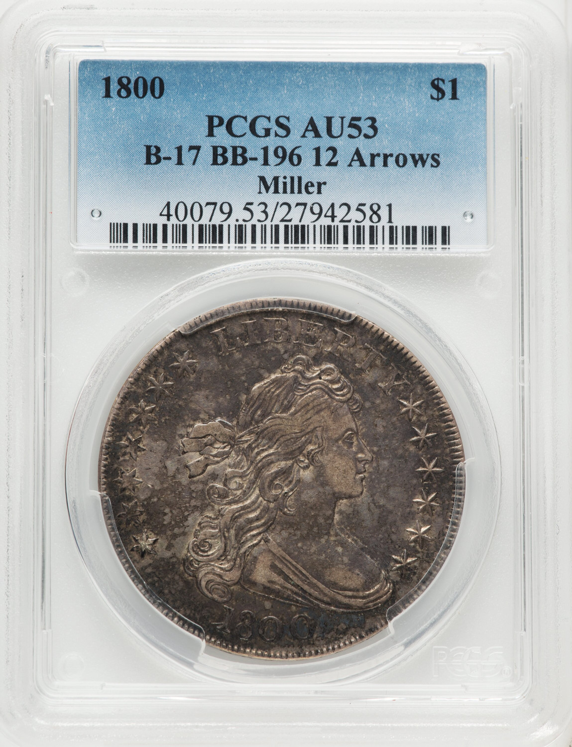 1800 $1 B-17 BB-196 Early Dollar PCGS AU53 - LCR Coin
