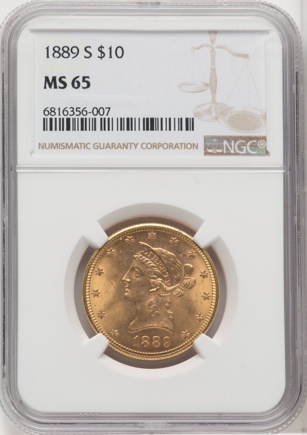 1889-S $10 Liberty Eagle NGC MS65 - LCR Coin
