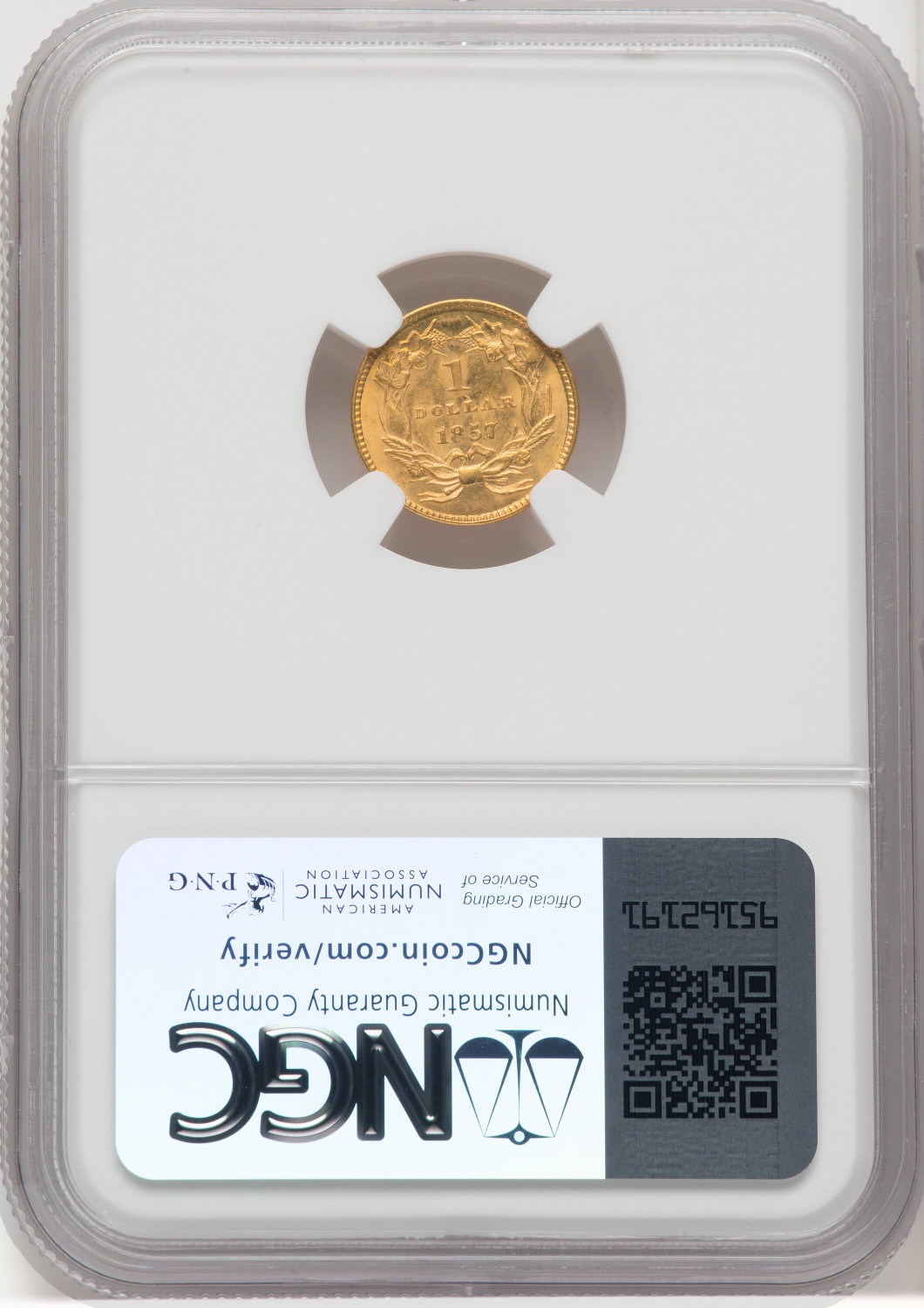 1857 G$1 Gold Dollar NGC MS65 - LCR Coin