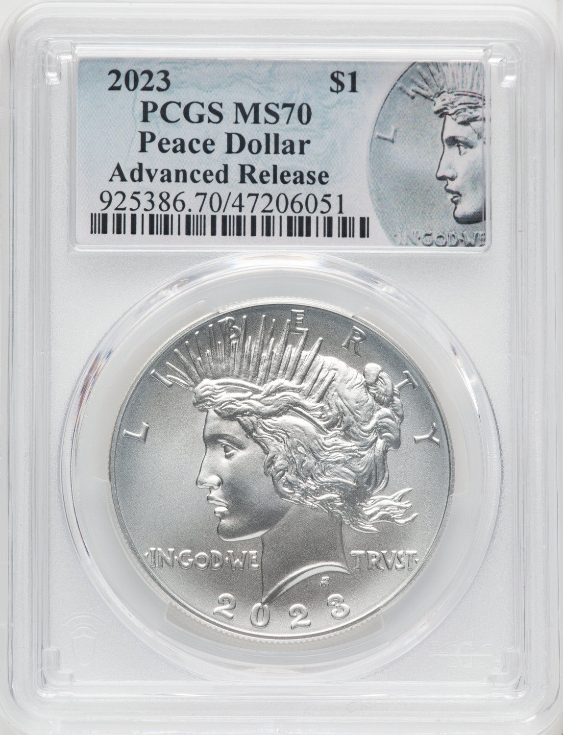 2023 S$1 Peace Dollar AR Peace Label Modern Commemoratives PCGS 