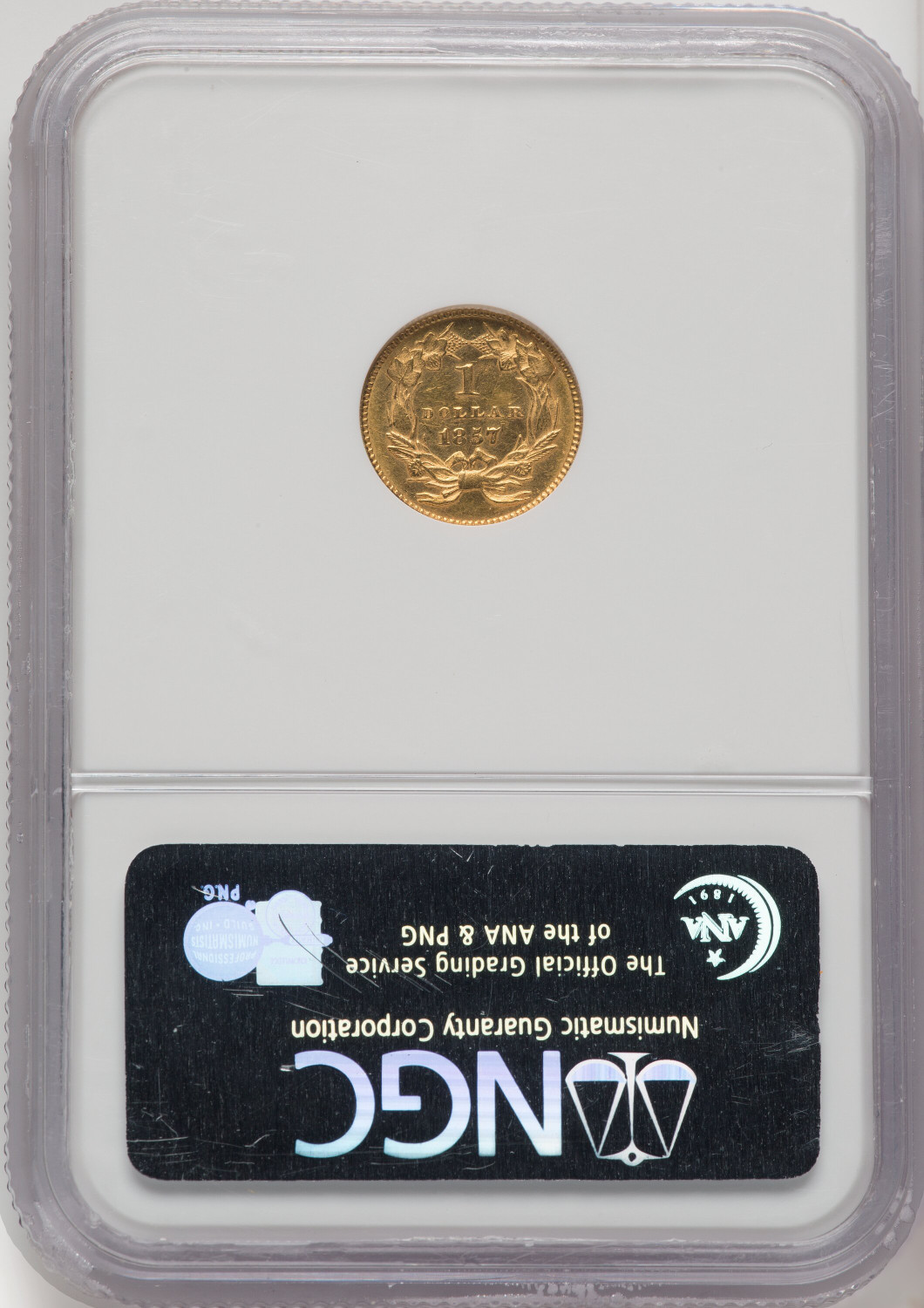 1857 G$1 Gold Dollar NGC MS62 - LCR Coin
