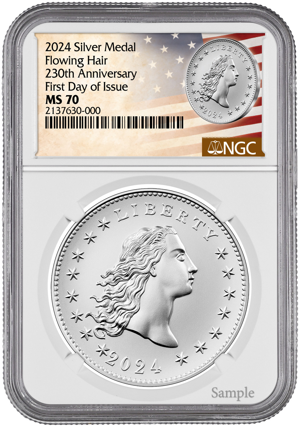 2024 Silver Medal Flowing Hair 230th Anniversary FDI NGC MS70 | LCR Coin