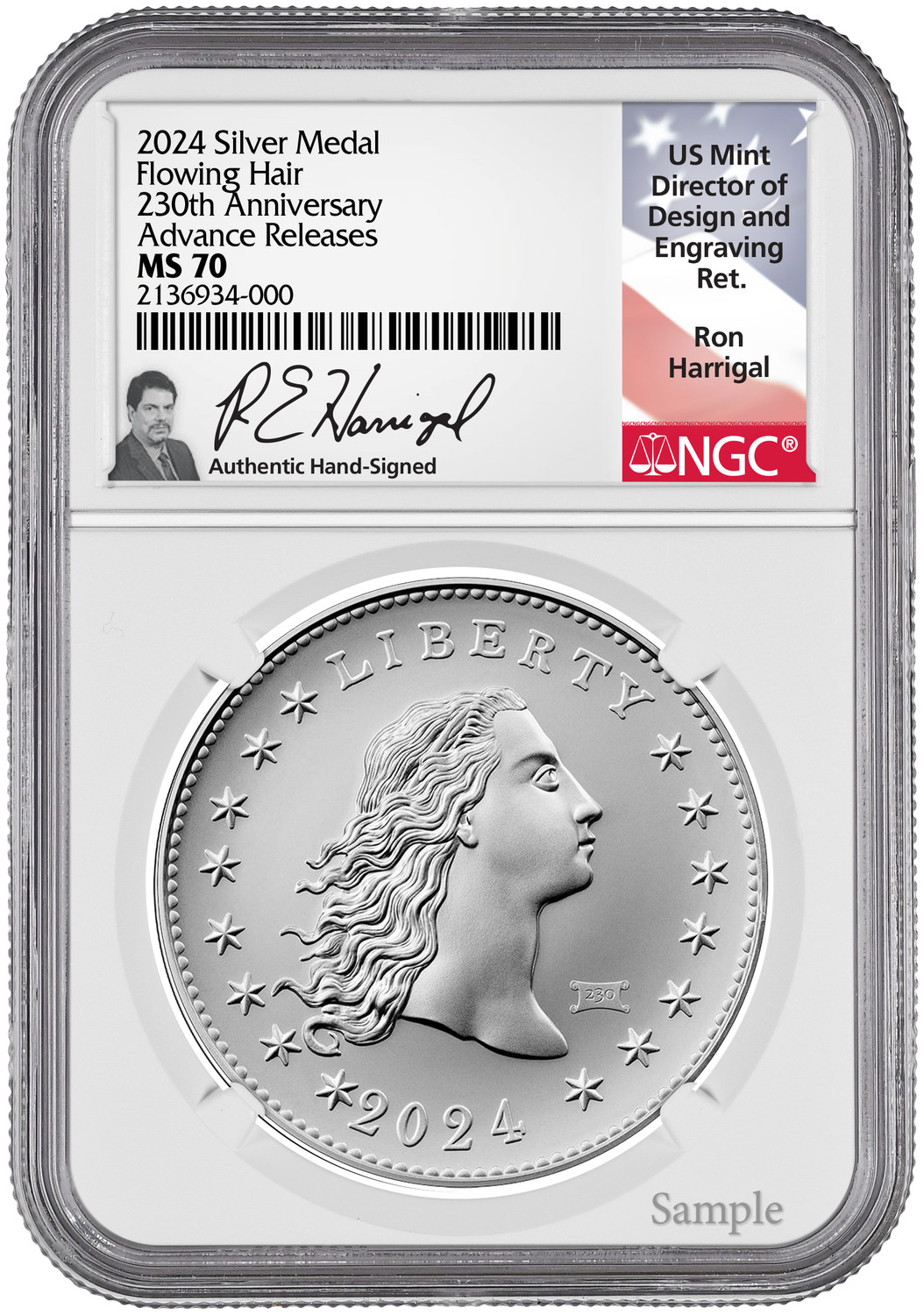 2024 Flowing Hair Silver Medal 230th AR NGC MS70 W/Privy | LCR Coin