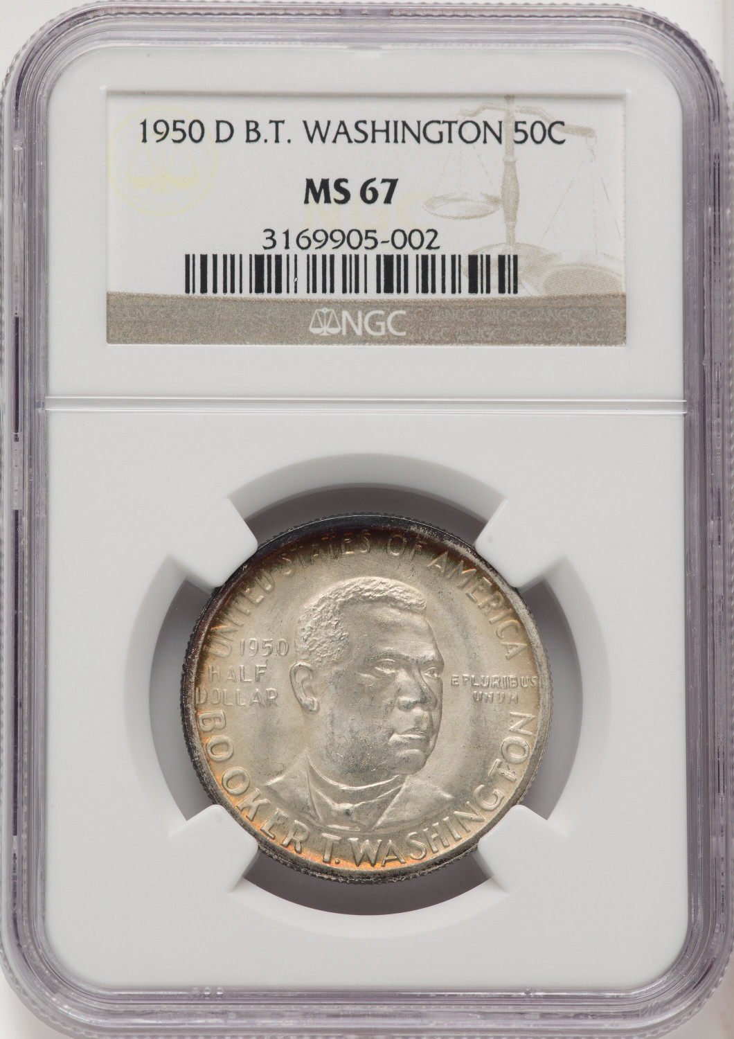 1950-D 50C Booker T. Washington Commemorative Silver NGC MS67 (771952016)