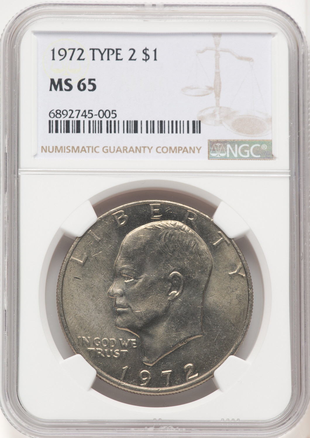 1972 Type Two $1 Eisenhower Dollar NGC MS65 - LCR Coin