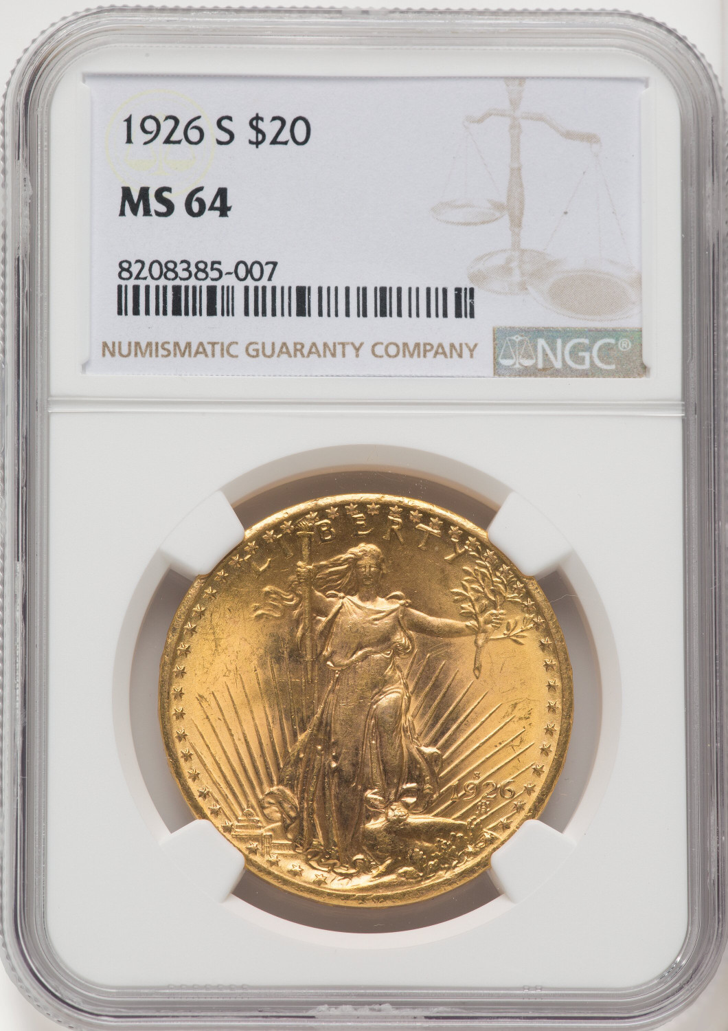 1926-S $20 Saint-Gaudens Double Eagle NGC MS64 (769563063)