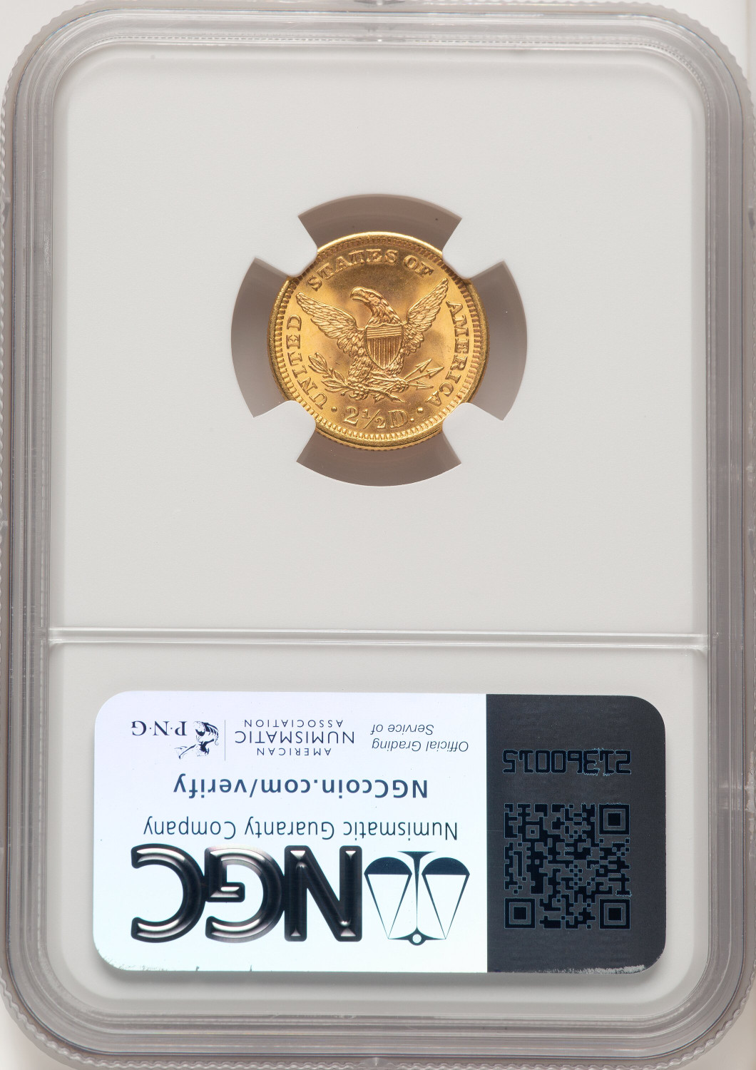 1902 $2.50 Liberty Quarter Eagle NGC MS67. Second Image